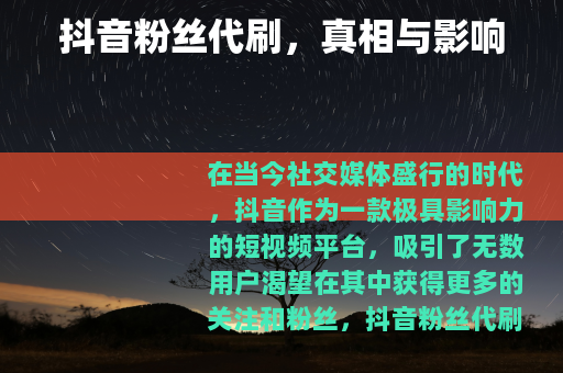 抖音粉丝代刷，真相与影响