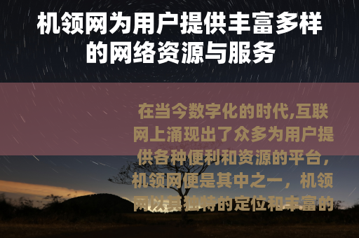 机领网为用户提供丰富多样的网络资源与服务