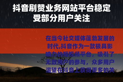 抖音刷赞业务网站平台稳定受部分用户关注