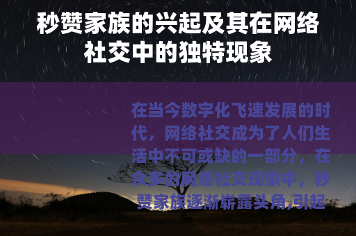 秒赞家族的兴起及其在网络社交中的独特现象