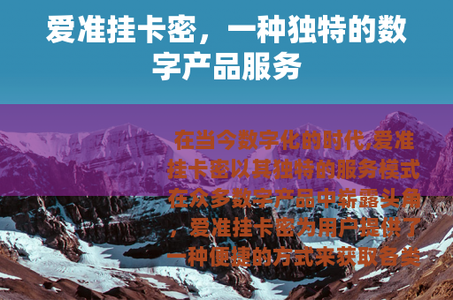爱准挂卡密，一种独特的数字产品服务