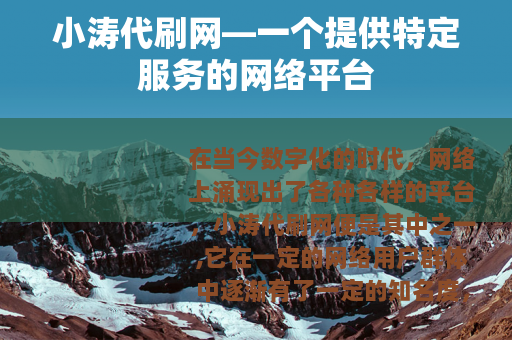 小涛代刷网—一个提供特定服务的网络平台