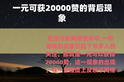 一元可获20000赞的背后现象