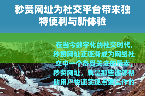 秒赞网址为社交平台带来独特便利与新体验