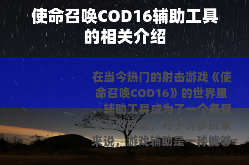 使命召唤COD16辅助工具的相关介绍
