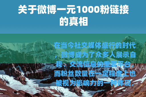 关于微博一元1000粉链接的真相