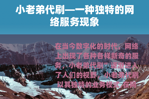 小老弟代刷—一种独特的网络服务现象
