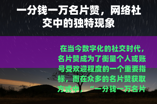 一分钱一万名片赞，网络社交中的独特现象