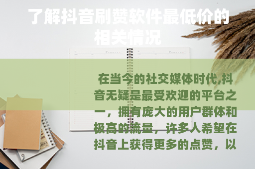 了解抖音刷赞软件最低价的相关情况