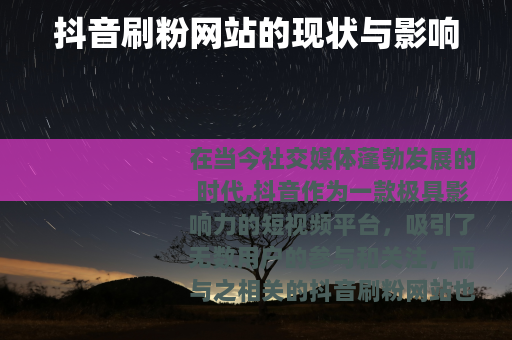 抖音刷粉网站的现状与影响