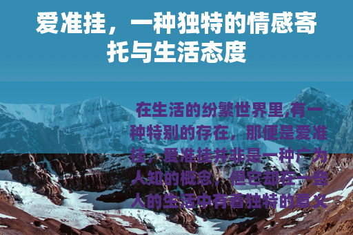 爱准挂，一种独特的情感寄托与生活态度
