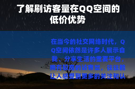 了解刷访客量在QQ空间的低价优势