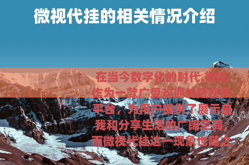 微视代挂的相关情况介绍