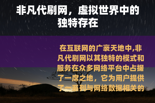 非凡代刷网，虚拟世界中的独特存在