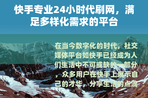 快手专业24小时代刷网，满足多样化需求的平台