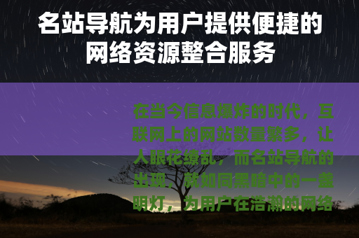 名站导航为用户提供便捷的网络资源整合服务