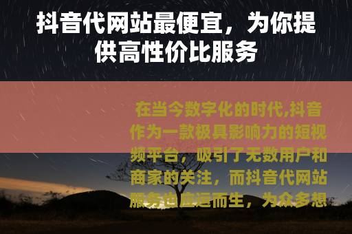 抖音代网站最便宜，为你提供高性价比服务