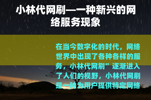 小林代网刷—一种新兴的网络服务现象