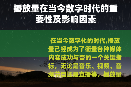 播放量在当今数字时代的重要性及影响因素