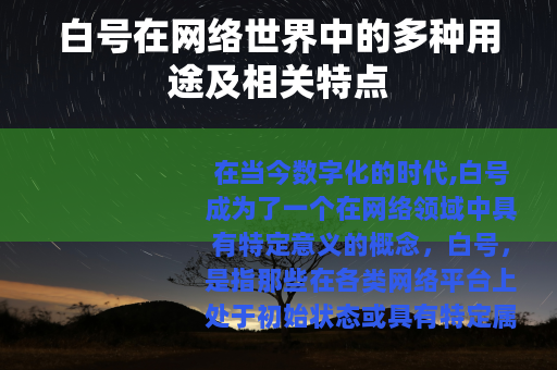 白号在网络世界中的多种用途及相关特点