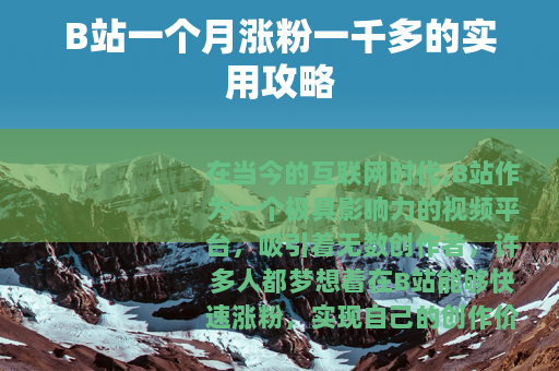 B站一个月涨粉一千多的实用攻略