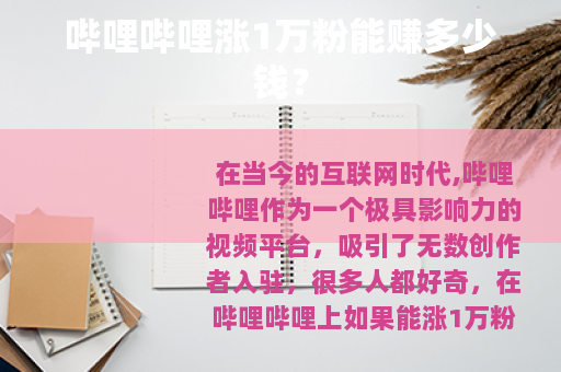 哔哩哔哩涨1万粉能赚多少钱？