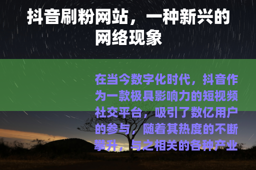 抖音刷粉网站，一种新兴的网络现象