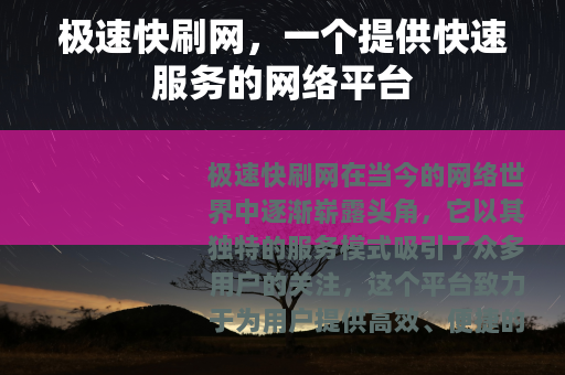 极速快刷网，一个提供快速服务的网络平台