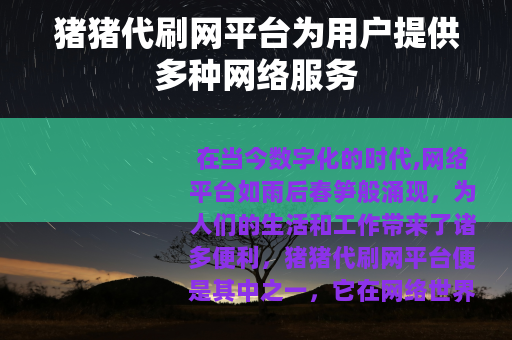 猪猪代刷网平台为用户提供多种网络服务