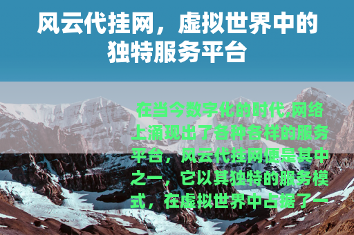 风云代挂网，虚拟世界中的独特服务平台