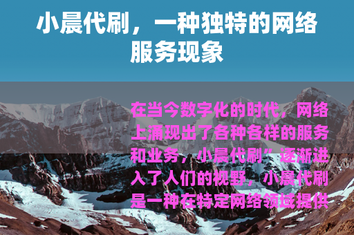 小晨代刷，一种独特的网络服务现象