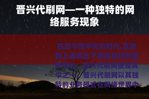 晋兴代刷网—一种独特的网络服务现象