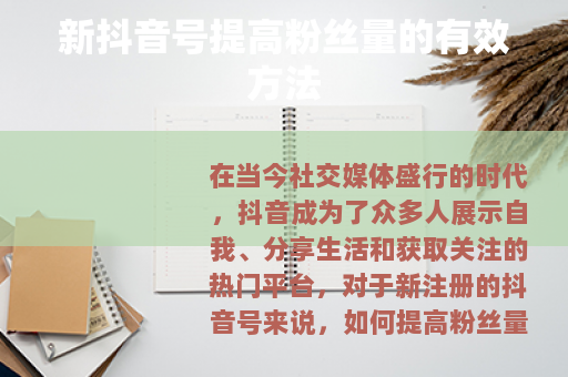 新抖音号提高粉丝量的有效方法