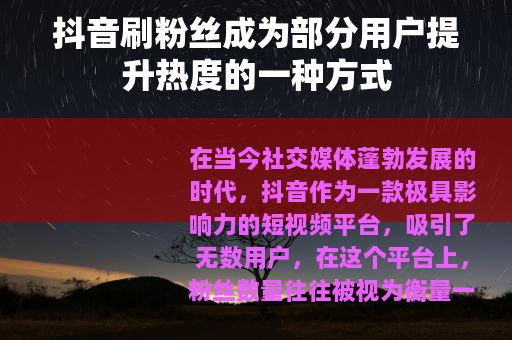 抖音刷粉丝成为部分用户提升热度的一种方式