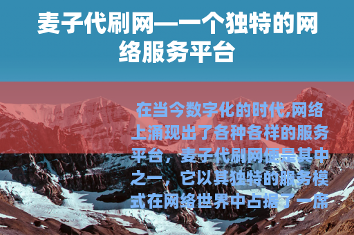 麦子代刷网—一个独特的网络服务平台