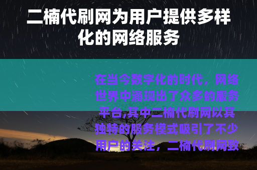 二楠代刷网为用户提供多样化的网络服务
