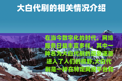 大白代刷的相关情况介绍