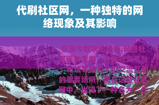代刷社区网，一种独特的网络现象及其影响
