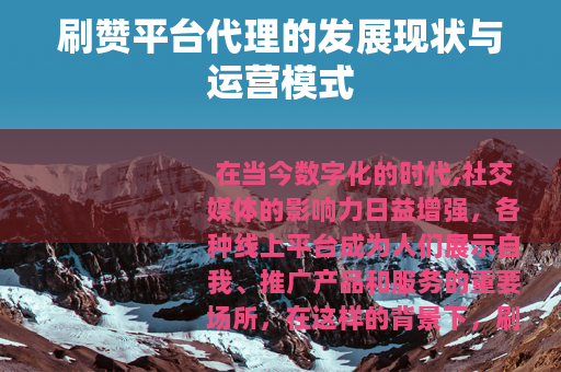 刷赞平台代理的发展现状与运营模式