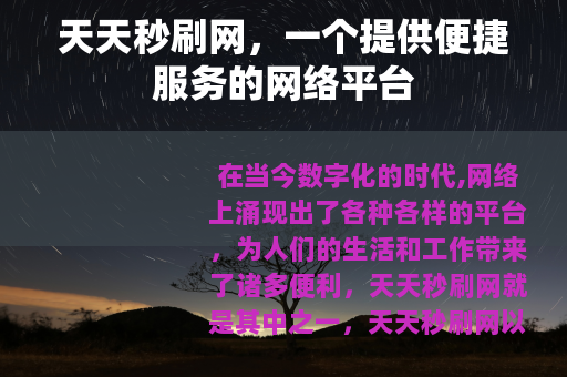 天天秒刷网，一个提供便捷服务的网络平台