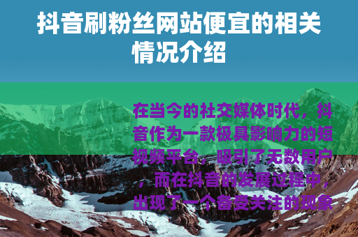 抖音刷粉丝网站便宜的相关情况介绍