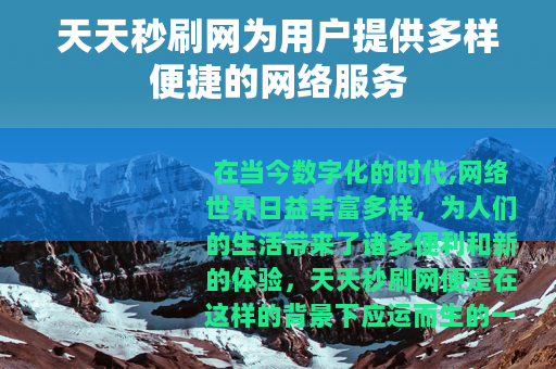 天天秒刷网为用户提供多样便捷的网络服务