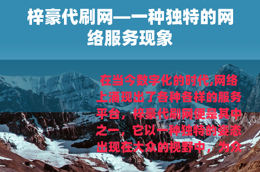 梓豪代刷网—一种独特的网络服务现象