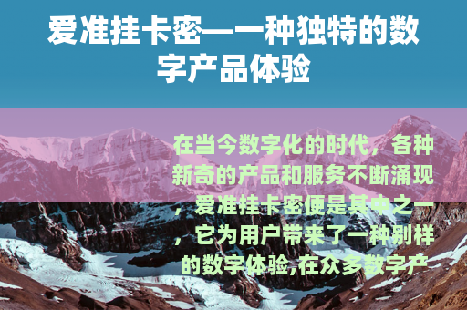 爱准挂卡密—一种独特的数字产品体验
