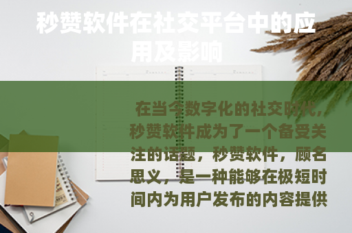 秒赞软件在社交平台中的应用及影响