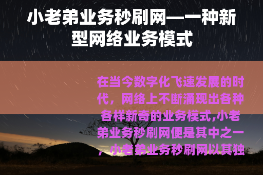 小老弟业务秒刷网—一种新型网络业务模式