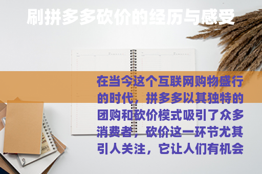 刷拼多多砍价的经历与感受