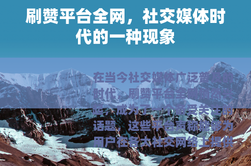 刷赞平台全网，社交媒体时代的一种现象
