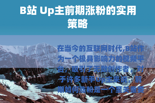 B站 Up主前期涨粉的实用策略