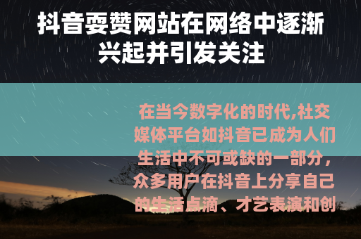 抖音耍赞网站在网络中逐渐兴起并引发关注